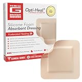 Neo G Opti-Heal Silicone Foam Dressing with Border - Absorbent, Adhesive Foam Wound Dressing for Cuts, Ulcers, Diabetic Wound, Bedsore Wound Care, Burns, Surgical - Island Dressing 4x4-4 Pcs