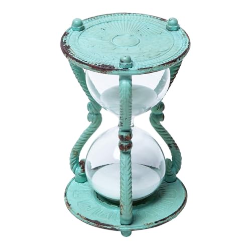 SOFFEE DESIGN Rustic 6-Minute Hourglass Sand Timer, Vintage Distressed Sand Clock, Rustic Sand Watch with White Sand, Antique Sandglass for Home, Kitchen, Office Decor, Turquoise by SOFFEE DESIGN - Used condition - Image 4
