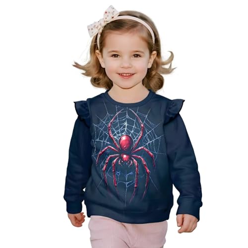 Ocxbuir Red Spiders Printed Girls Boys Relaxed Fit Sweatshirt Hoodless Fleece Crewneck Pullover Lightweight Comfort for All-Day Wear 1-2 T
