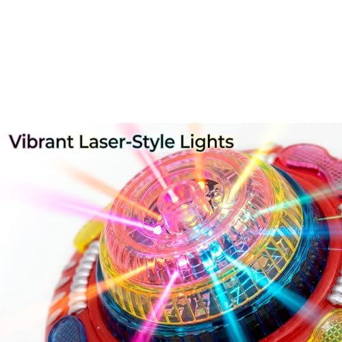 Image of Crackles LED Spinning Top Toy with Music & Laser Lights | Light Up Flash Top Gyro Spinner Toy for Kids | Battery Operated Musical Top for Boys Girls (Pack of 1)