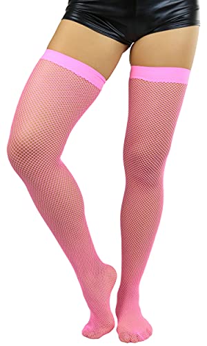 Image of ToBeInStyle Women's Fine Classic Fishnet Thigh High Stretch Nylon Novelty Stockings