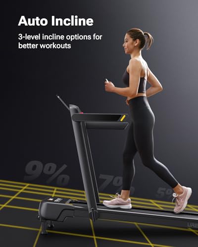 Image of Smart Treadmill with 9% Auto Incline, Hiking and Running Walking Pad Treadmills for Home Office, Treadmill with UREVO APP, AI Powered Music Course, HIIT Programs Synced to Scenic Route, One-Click Mute