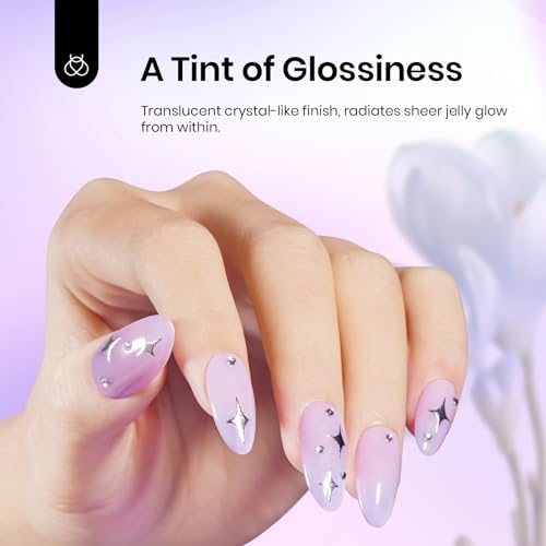 Image of Beetles Purple Gel Nail Polish, 15ML Pastel Purple Jelly Gel Polish Translucent Effect Nail Concealer High Gloss Soak Off UV Sheer Lavender Spring Summer Manicure Gift for Women