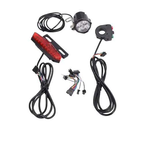 Luocute Set di Luci per Bici Elettriche, Sereno a Corno di Tasti a 5 Pin con Luci di Avvertimento Posteriore del Segnale di Direzione e Cavo di Collegamento per la Guida Notturna