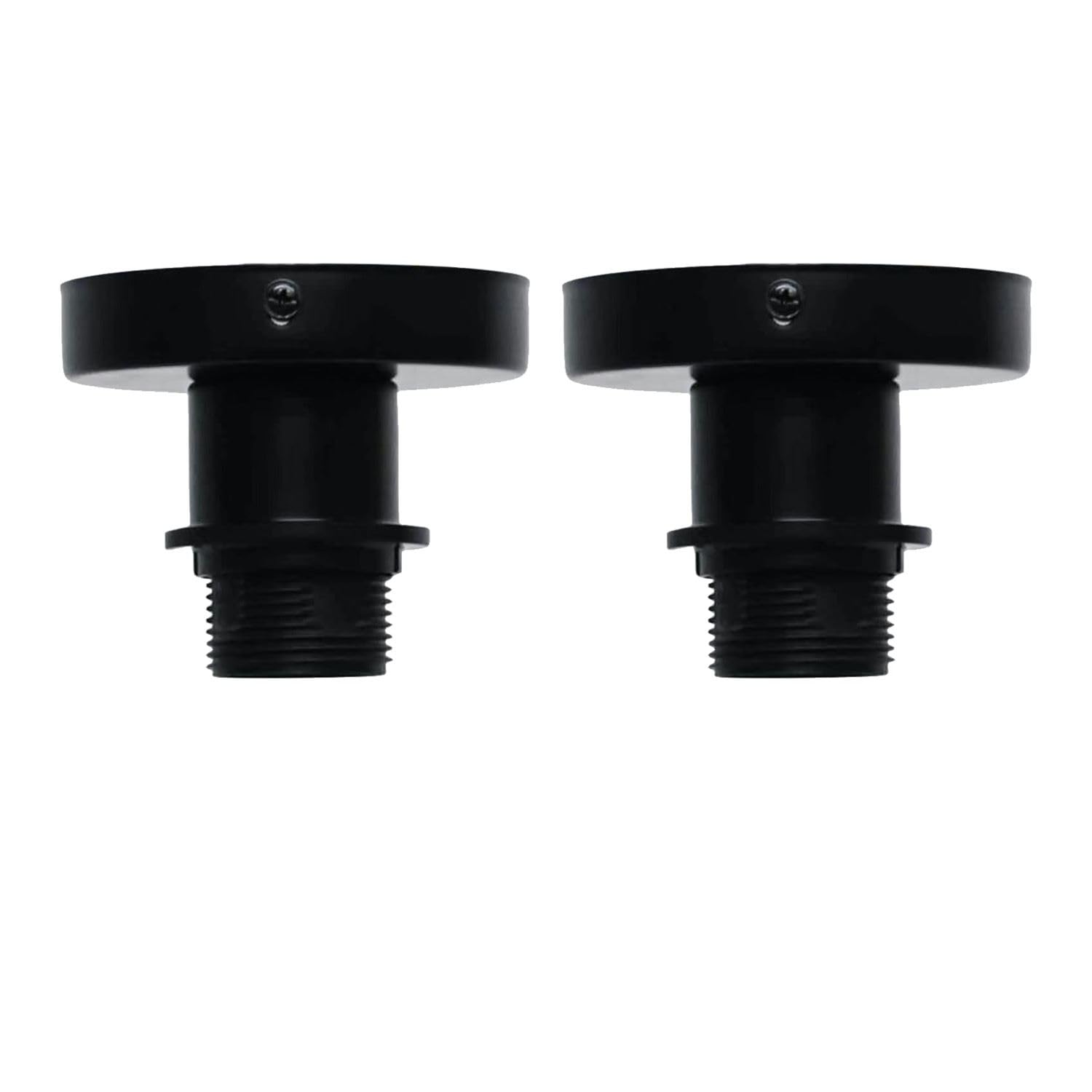 Firstchoicelighting Black Set Of 2 Matt Ceiling Lights Flush Mount For Easy Fit Shades, Led Compatible, Height 8.5 Cm Diameter 10 Cm