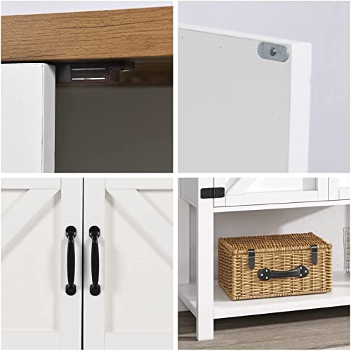 4Ever2Buy Farmhouse Coffee Bar Cabinet, Kitchen Buffet Sideboard Cabinet With 2 Doors & Shelf, White Coffee Bar Cabinet With Storage, Modern Accent Entryway Buffet Console Table For Living Room #TOP2