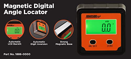 Image of Johnson Level & Tool 1886-0000 Magnetic Digital Angle Locator w / 2 Buttons, Orange, 1 Locator