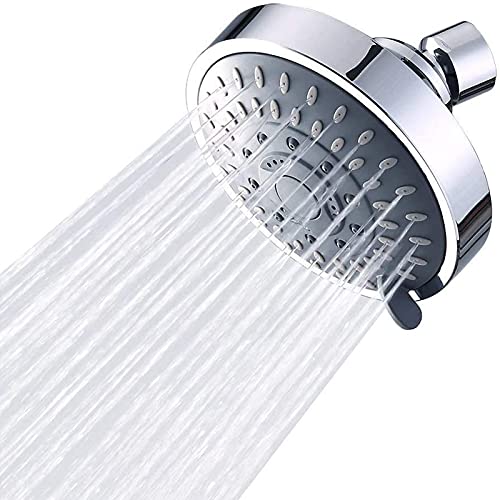 Pomme De Douche Fixe Haute Pression,Pomme De Douche Fixe 5 Modes,Tête De Douche Rond,Pour Toutes Sortes De Besoins De Douche(Argent,4in)