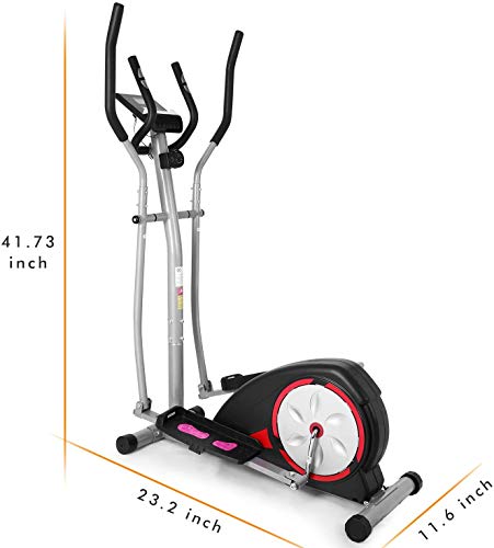Elliptical Machine Magnetic Elliptical Training Machines with LCD Monitor Smooth Quiet Driven Pulse Rate Grips Elliptical Exercise Machine for Home Gym Office Workout (Black)