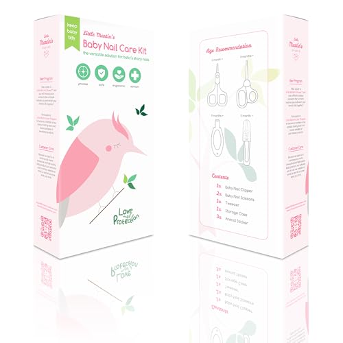 Image of Little Martin's: Baby Nail Care Kit - Pink - 4pc Grooming Set, 1 Clipper, 2 Scissors, 1 Tweezer, Storage Case, Ergonomic Design, Infant-Baby-Kids