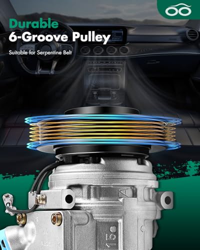 Image of SCITOO Air Conditioner Compressor 1998-2002 for Toyota Corolla 1.8L (10PA15C, PAG46, 6 Grooves, Aluminum Alloy, Clutch Included, 160 ml Oil Prefilled, Rapid Cooling, Energy Saving)