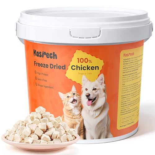 Kasrech Freeze Dried Chicken Treats for Cats & Dogs 17.64 oz(1.1LB) High Protein Single Ingredient Cat & Dog Treats Grain Free Raw Pet Snacks Training Treats & Food Topper No Additives