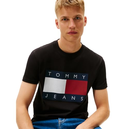 Tommy Jeans Men's Short Sleeve Cotton Graphic T-Shirts with Big Flag Logo Design2