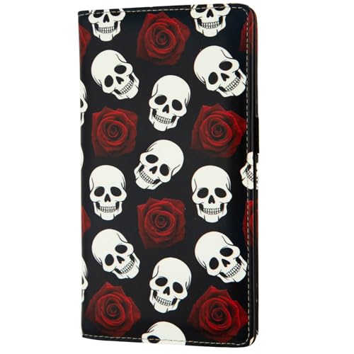 Image of checkbook cover,Checkbook Cover for Duplicate Checks,RFID Checkbook Register Cute Wallet women Men Credit Card Holder (Skull)