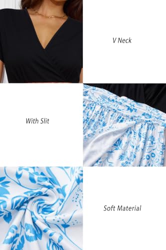 Image of Newshows Women's 2026 Lightweight Summer Wedding Guest Beach Vacation Casual V Neck Split Flowy Maxi Dress