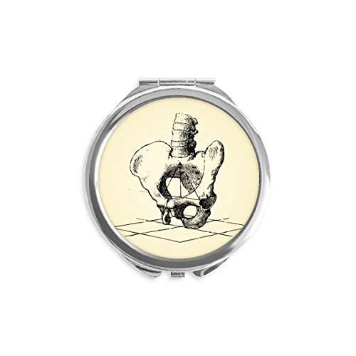 Miroir sketch squelette humain de poche rond idée cadeau originale pour passionnés d'anatomie