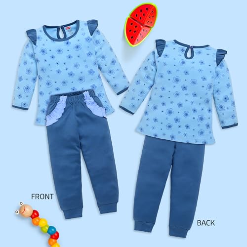 Image of LuvLap Baby Girls 100% Cotton Full Sleeve Top & Pyjama Sets, Pack Of 02
