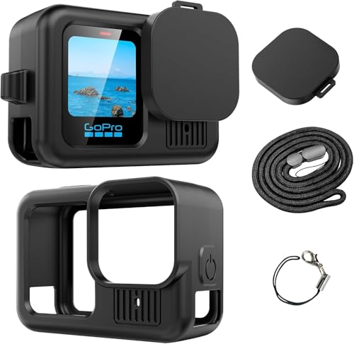 Image of M.G.R.J Silicone Protective Case Cover for Gopro Hero 13, Silicone Sleeve with Lanyard Lens Cap (Black)