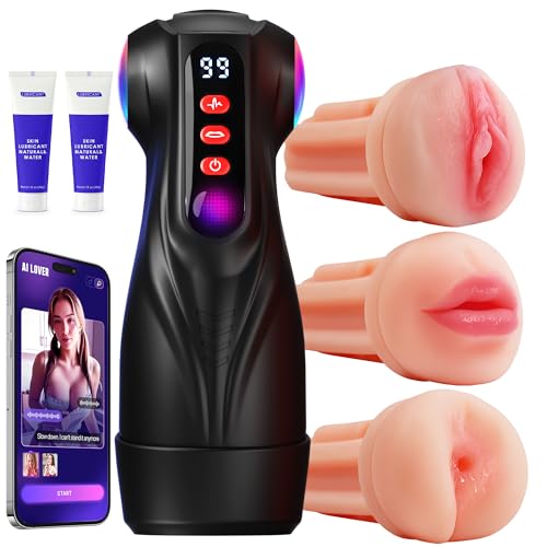 Tauara Masturbatore per Uomo Sex Toys, APP Masturvatore per Uomo con 9 Vibrazione e 9 Aspirazione,...