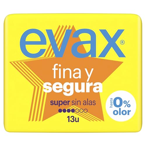 Evax Fina Y Segura Compresas Superabsobentes Super/Maxi, Neutralizan El Olor, Ultrafinas, 13 Unidades