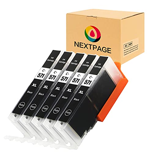 NEXTPAGE Lot de 5 cartouches d'encre de rechange pour Canon PGI-570 CLI-571 PGI-570XL CLI-571XL Noir Pour Canon Pixma MG5750 TS5050 TS6050 MG5751 MG5752 MG5753 MG6850 852 Cover