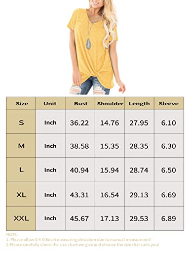 Shibever Womens Tops V-Neck Summer Shirts Casual Loose Short Sleeve Front Knotted Twist T Shirts Tunics #TOP6