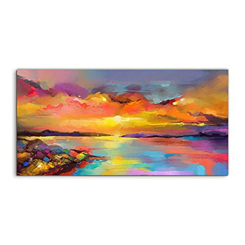 Tableau sur verre trempé 140x70cm paysage de mer décoration murale grand format pour salon et chambre