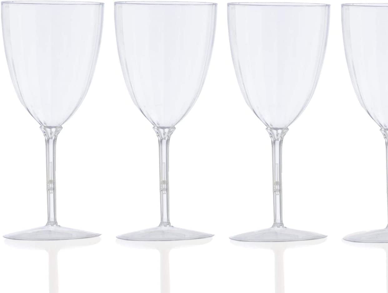 Decor Decorline - 48 copas de vino de plástico premium transparente reutilizables, copas de cóctel para bodas y fiestas, 200 ml, reutilizables y estables.