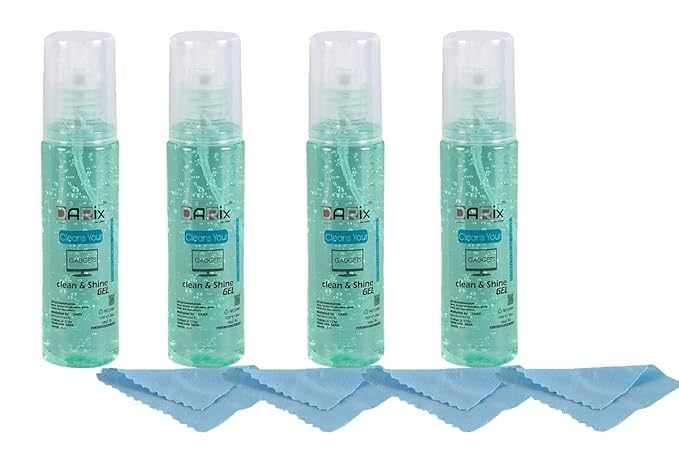 Darix Screen Cleaner, Laptop Cleaning kit, Cleaner kit, LCD Cleaning kit Solution Spray Fluid Gel Multi-Purpose for Mobile Laptop/Desktop, Camera Lens, LCD Display 100 ml (Pack of 4)