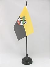Saxony -Anhalt Table Flag 4'' x 6'' - Germany - German region of Saxony -Anhalt Desk Flag 15 x 10 cm - Black plastic stick and base - AZ FLAG