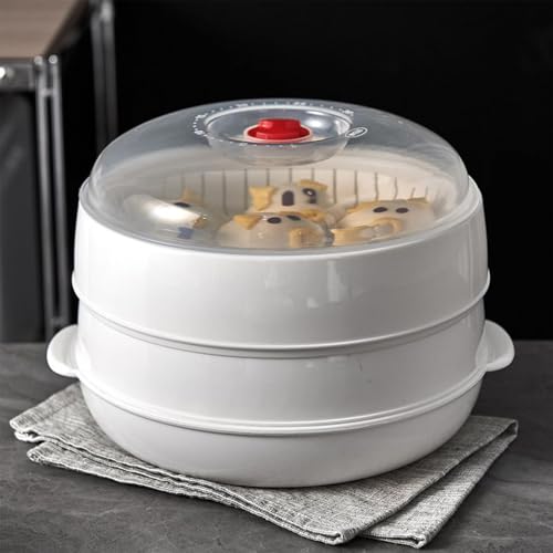 Genérico Vaporizador para microondas, Cesta de Vapor con Tapa, Vapor Vegetal de microondas Resistente al Calor para la Cocina, Comedor, cocción, albóndigas, arroz, Vegetales