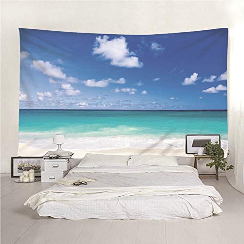 Tapiz de pared KnSam de océano y playa, decoración de poliéster azul para salones de 150x150 cm 7