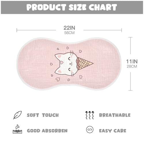 Cute Cat Ice Cream Baby Burp Cloths Cotton Burp Clothes Absorbent Muslin Burp Cloths Soft Burp Cloth Rags for Unisex Boy Newborn Girl 1 Pack 22x11 Inches2