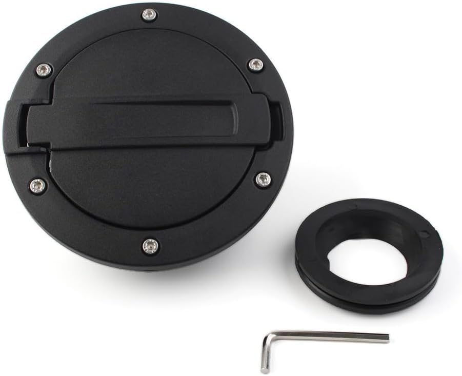 GZYF Rear Filler Door Gas Tank Cap Cover Accessories for Jeep Wrangler JK Rubicon Sahara Unlimited (2 door & 4 door) 2007-2017