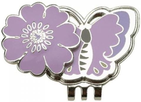 Navika Ball Marker and Hat Clip - Flower with Purple Butterfly
