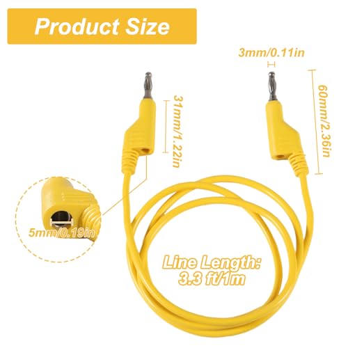 Image of 5pcs Banana to Banana Plug Test Lead Set, 4mm Stackable Banana Plug Test Lead for Multimeter, Flexible Electrical Test Wire 3.3ft /1m 1000V 15A
