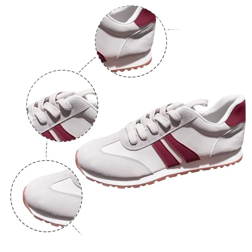 Chaussures décontractées pour dames en cuir rouge taille 38 à lacets - 4