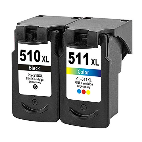 Saiyeeka Remanufactured PG 510 CL 511 XL Ink Cartridge Replacement 510 and 511 XL for Canon MP230 MP250 MP280 MP2510 MP480 MP492 MP495 IP2700 IP2702 MX320 MX330 MX3510 Printers 1 Black 1 Color