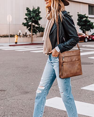 Image of MASINTOR Crossbody Purses for Women, Multi Pocket Casual Crossbody Bag, Adjustable Strap Shoulder Bag with Tassel