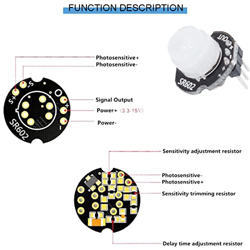 5 pcs Mini SR602 Motion Sensor Detector Module Infrared Sensing Module Sensory Switch High Sensitivity with Dupont Cable for Arduino Electronic DIY
