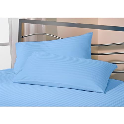 Image of COMFORT LIFE 210TC 100% Cotton Pillow Cover Set of 2 Pieces, King Size(20 x 36 inch), Sky Blue Color |Striped Pillow Cases |Ultra Soft Satin Stripe Pillow Covers.