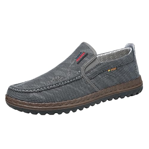 Mocassini casual da uomo slip on scarpe di stoffa traspirante leggero casual confortevole tela camminare guida mocassini scarpe senza lacci, Grigio, 41 1/3 EU