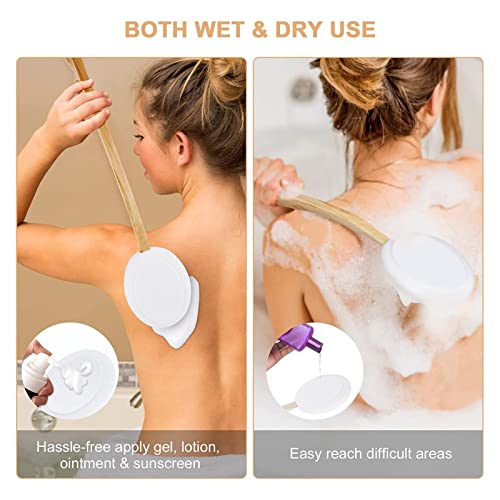 Shower Lotion Applicator ,Lotion Applicator For Back Bath Lotion Applicator Professional Home Men Elderly Women Wooden Long Handle Shower Back Scrubber Brush for Self Application - Image 2