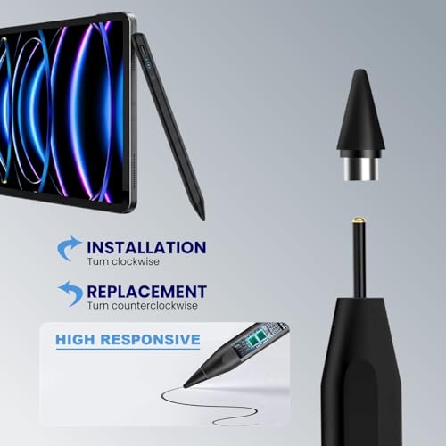 Image of Virtutron Universal Stylus Pen with Type-C Charging | Rechargeable Touch Pen | Non-Bluetooth High Precision Digital Pencil for iPhone, iPad, Samsung, Android Tablets & Touchscreen Devices (Black)