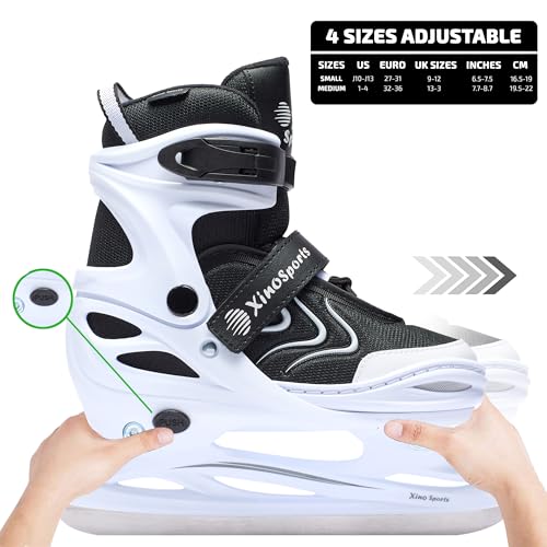 Image of Xino Sports Adjustable Ice Skates - for Girls and Boys, Two Awesome Colors - Blue and Pink, Soft Padding and Reinforced Ankle Support, Fun to Skate!