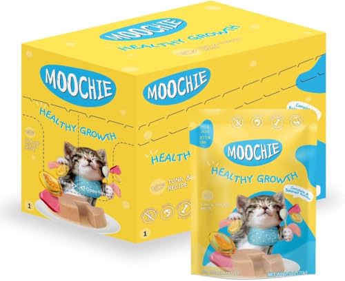 Image of Moochie Tasty Wet Cat Food, (85 g X 48 Pouches) Grain Free Cats Gravy Meal, Healthy Growth Tuna Mousse with Chicken, No Artificial Flavours Kitten Food, Non-Vegetarian Cat Foods Pouch