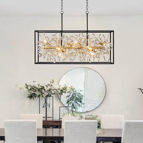 Vezzio Modern Black and Gold Rectangle Crystal Chandeliers for Dining Room by Vezzio - Image 5