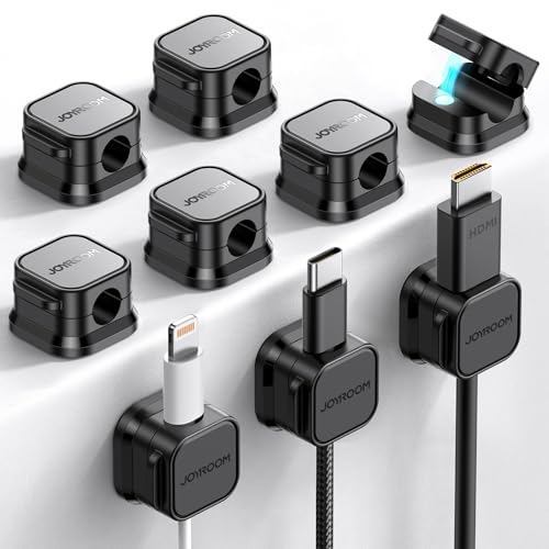 9 Pack Magnetic Cable Clips [Cable Smooth Adjustable] Cord Holder, Under Desk Cable Management, JOYROOM Adhesive Wire Holder Keeper Organizer for Home Office Desk Phone Car Wall Desktop Nightstand