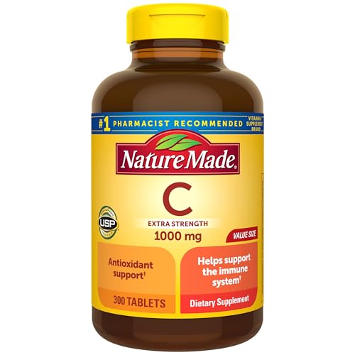 Nature Made Extra Strength Vitamin C 1000 mg, Dietary Supplement for Immune Support, 300 Tablets, 300 Day Supply