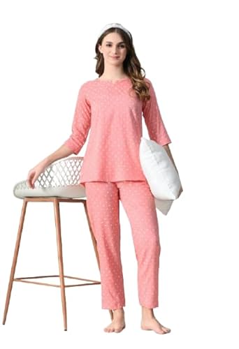 Ichaa Women's Printed Rayon Night Wear Top and Bottom Night Suit Set